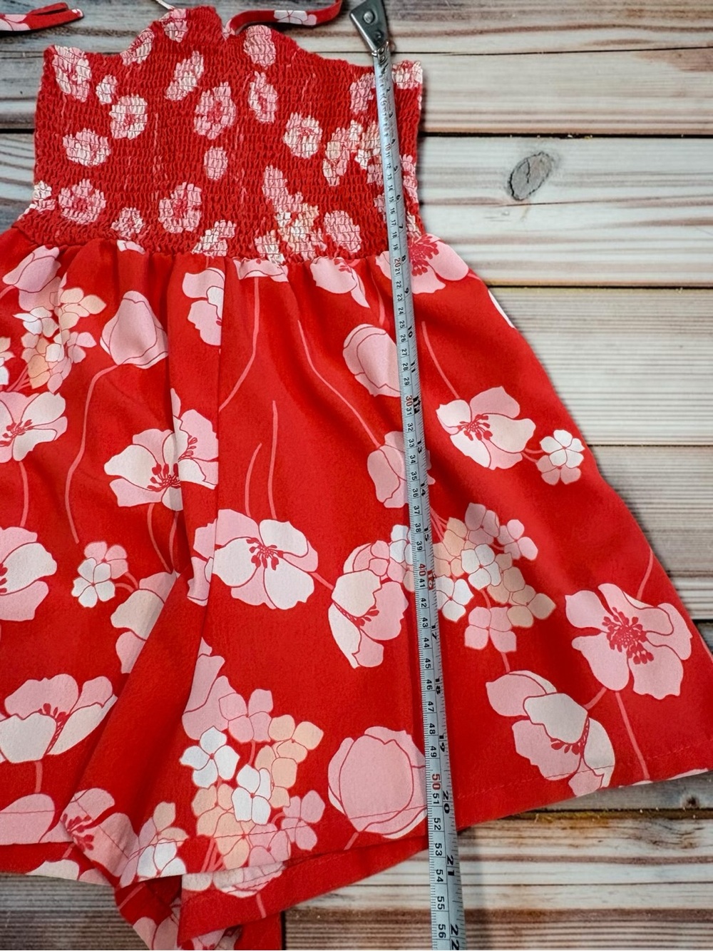 NWOT Lily Rose Junior’s XS Smocked Romper w/ Tie Neck Halter & Floral Print - Picture 7 of 12